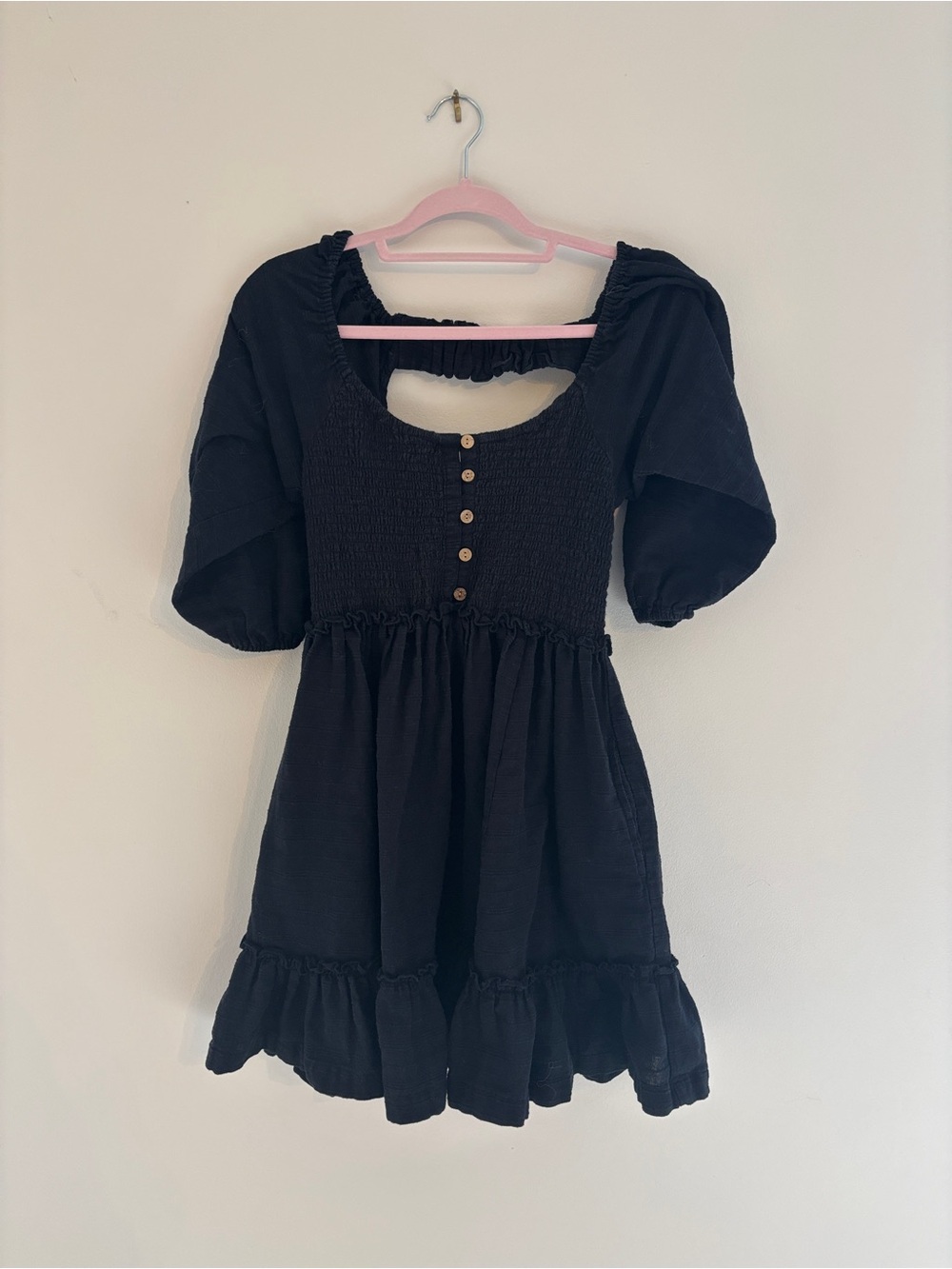 Free People black open-back mini dress